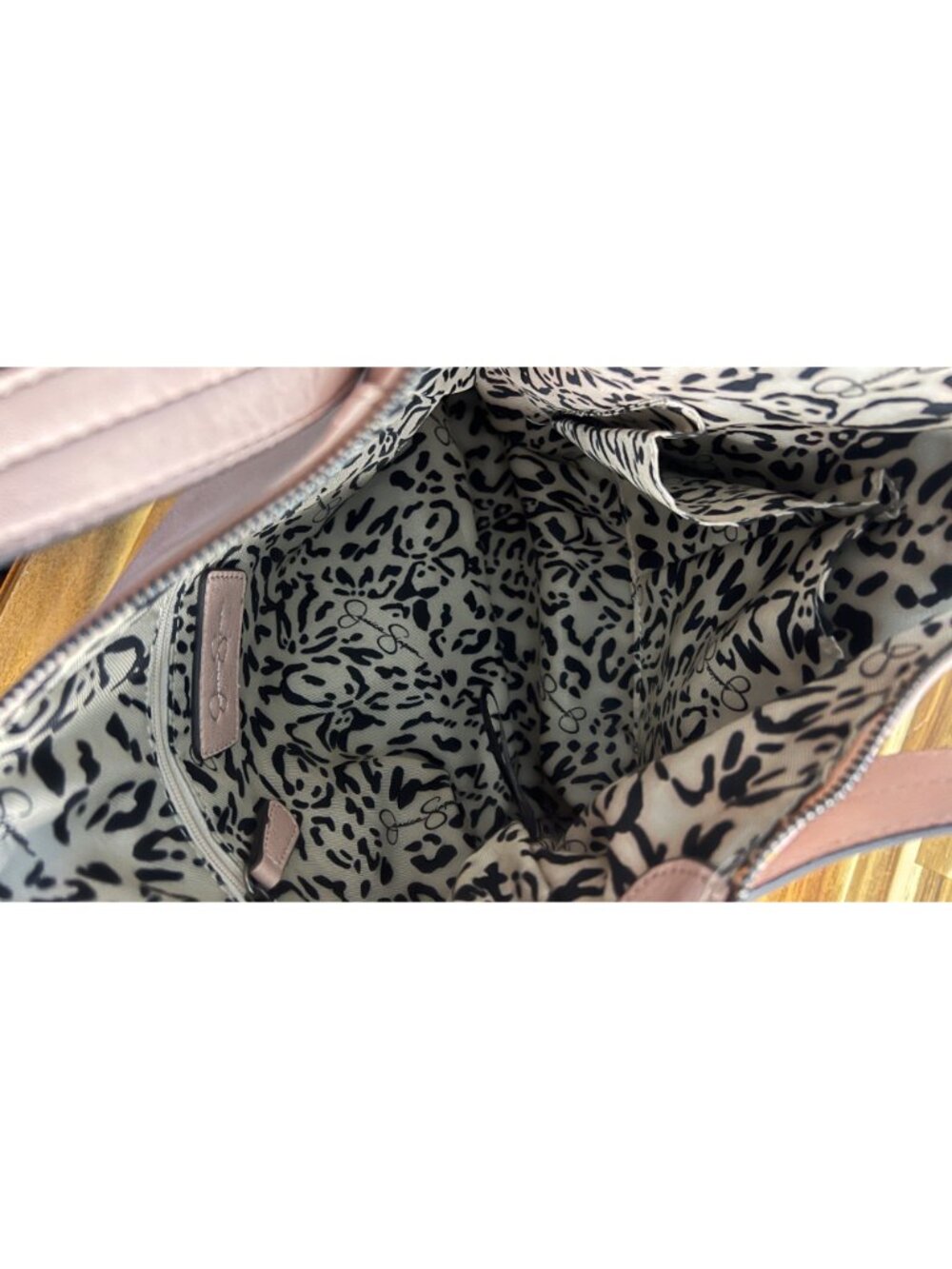 Jessica Simpson Roxanne Satchel pink double handles shoulder strap zippers - Picture 11 of 16